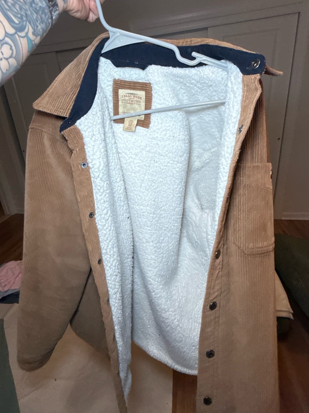 Corduroy Sherpa-Lined Jacket - Tan